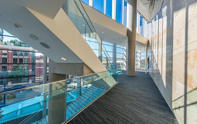 carpeted hallway in commercial building